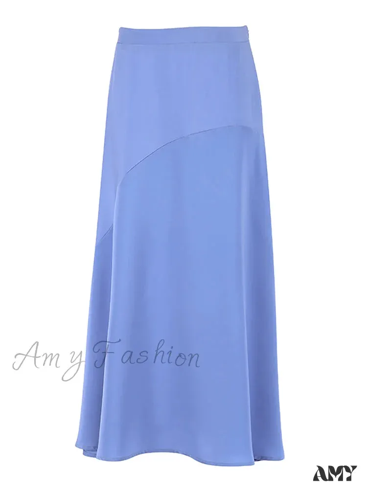 Amy Fashion - Chic Trumpet Satin Silky Skirt