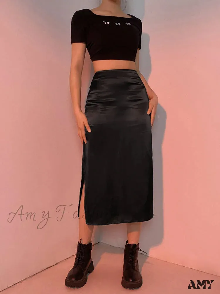 Amy Fashion - Vintage Brown High Waist Skirt