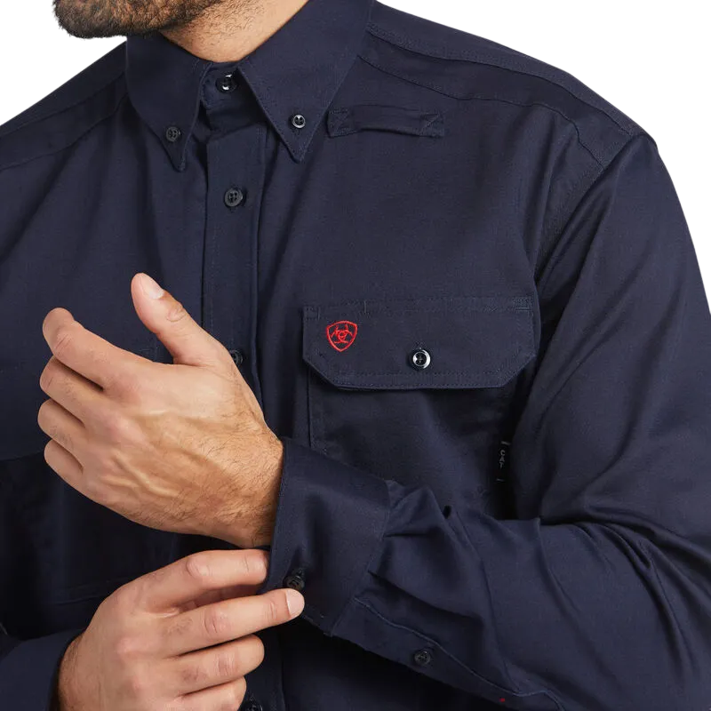 Ariat Men's Navy Fire Resistant Solid Work Shirt - Big