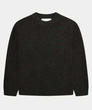 Boxy Wool Knit - Dark Grey Melange