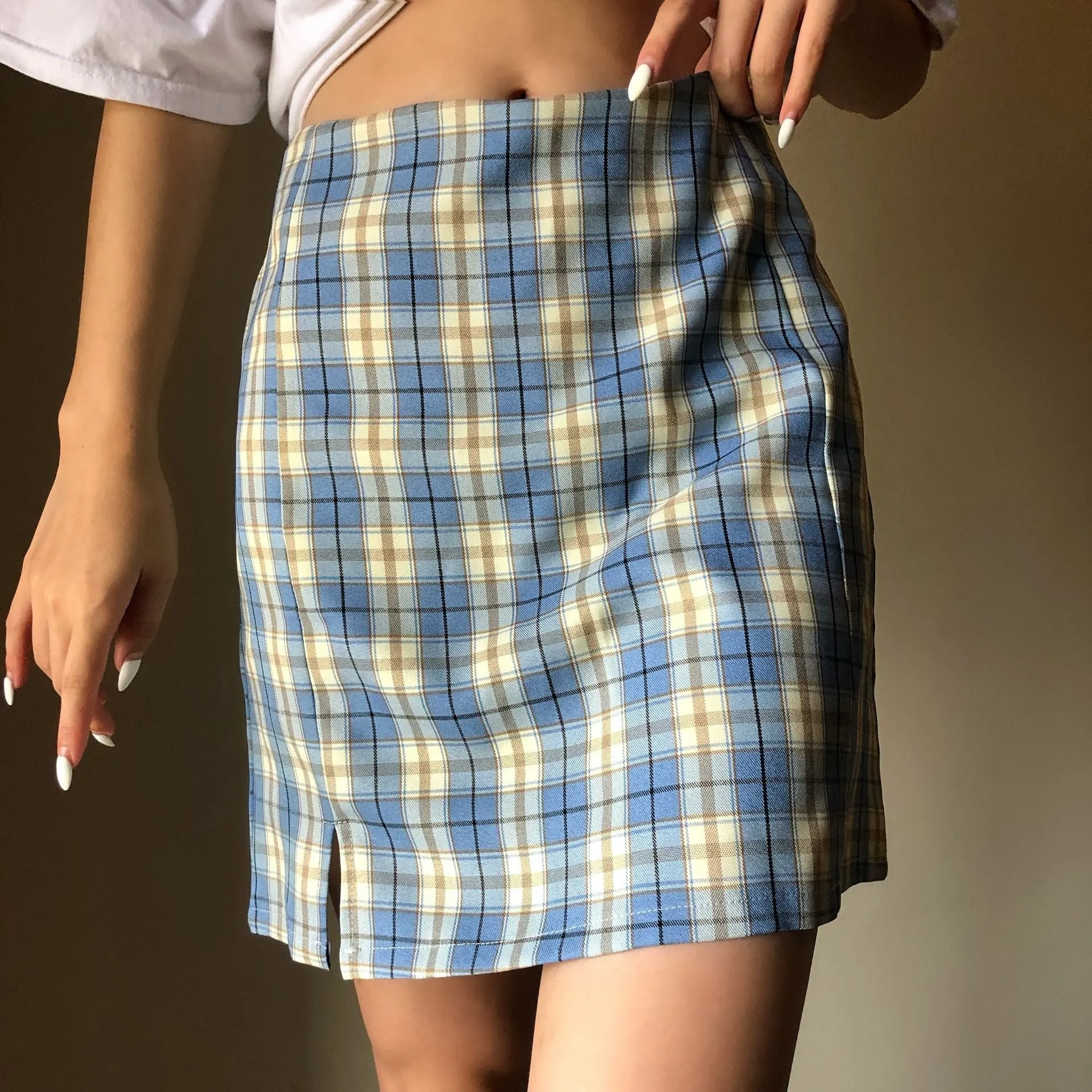 Chic plaid skirt KF9503