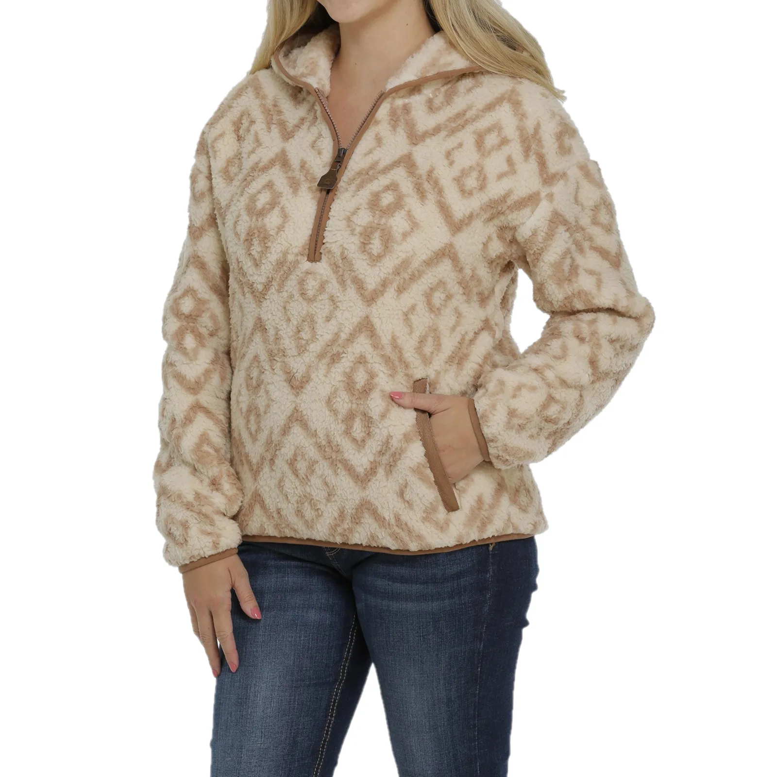 Cinch® Ladies Southwest Printed Cream Sherpa Pullover Hoodie MAK9811002