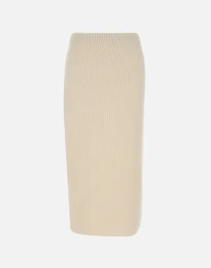 Cream Wool Mohair Silk Cashmere Skirt