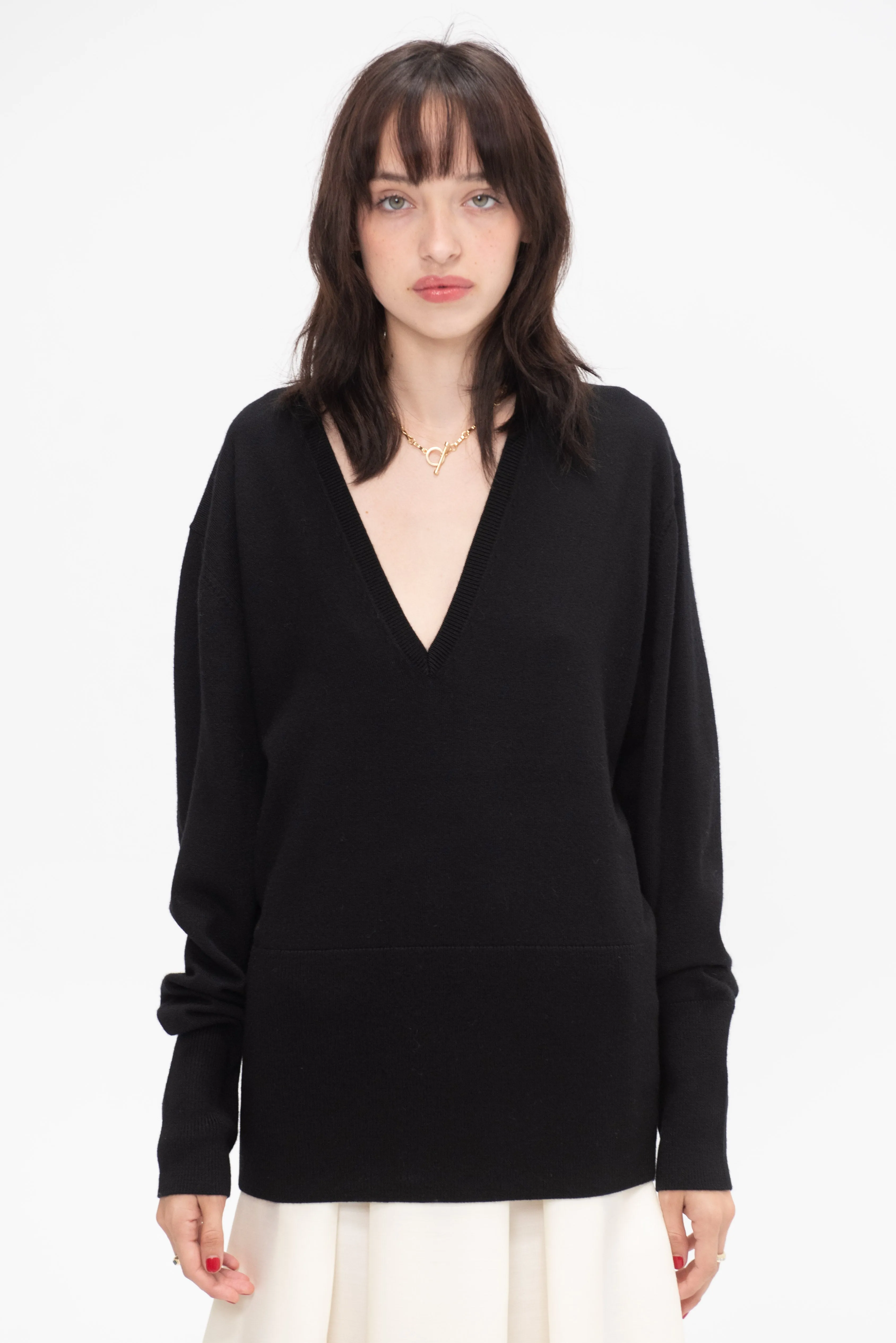 Deep Vneck Knit, Black