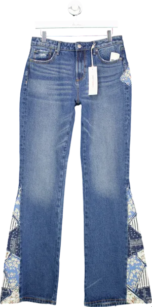 Driftwood Blue Patchwork Flare Jeans UK W28 L34