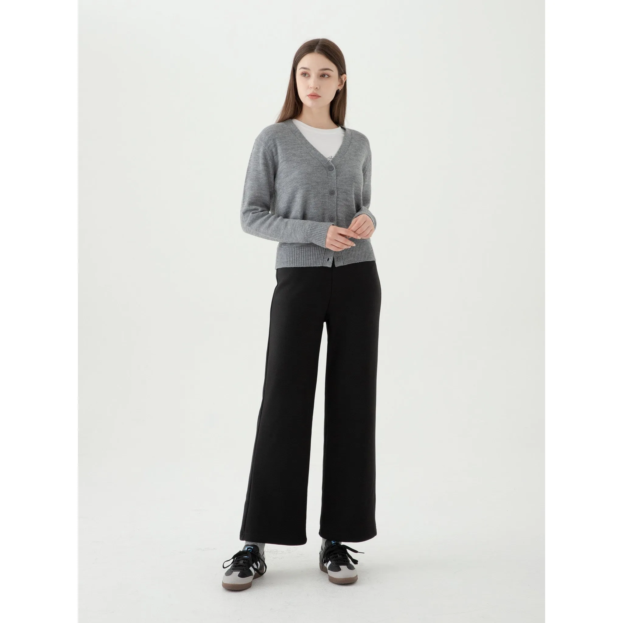 ELLE PARIS Women's Fleece Semi Wide-Fit Banding Pants - 🏆 #65 - Clothing/Accessories - Best of December