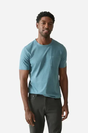 Faherty Sunwashed Pocket Tee in Teal Harbor