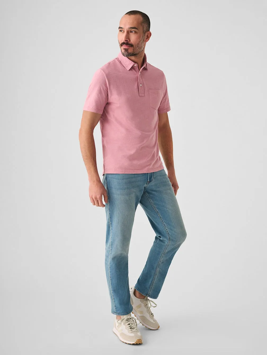 Faherty Sunwashed T-Shirt Polo in Light Orchid