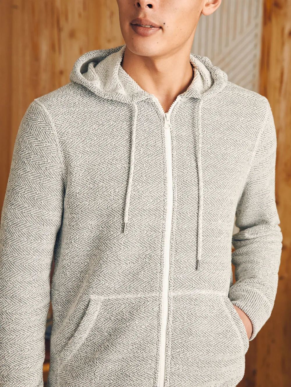 Faherty Whitewater Full Zip Hoodie in Grey Shell Loop