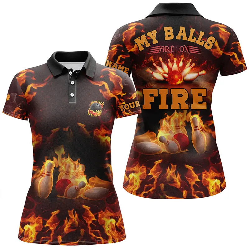 Flame bowling custom my balls are on fire bowling Sleeveless polo shirts for women, bowling jersey