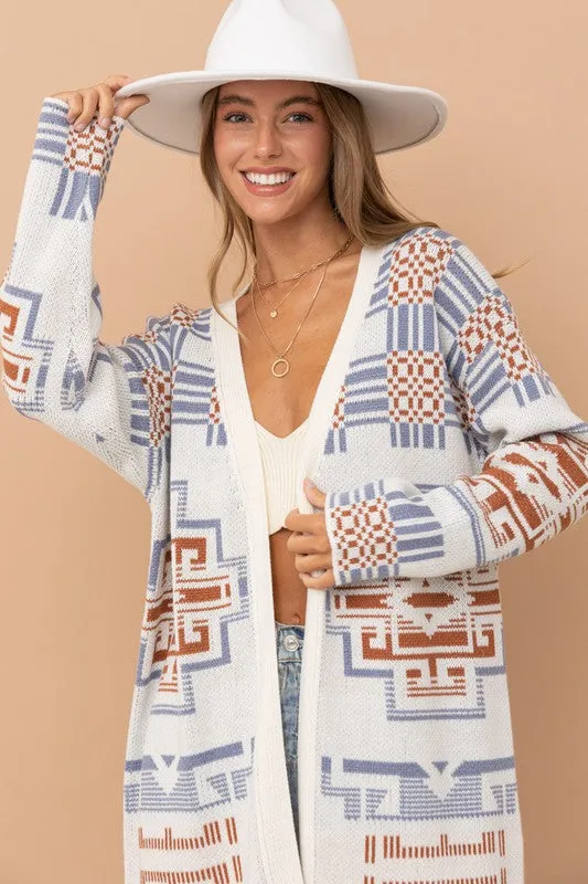 Frankie Long Patterned Cardigan Sweater