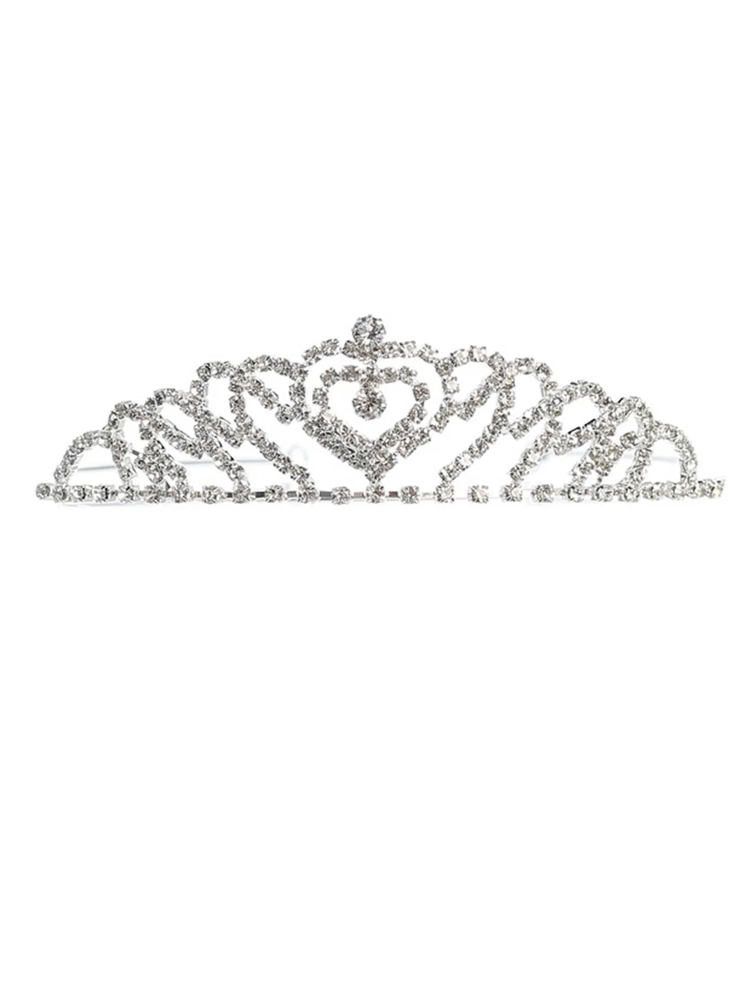 Girls Silver Rhinestone Hearts Tiara