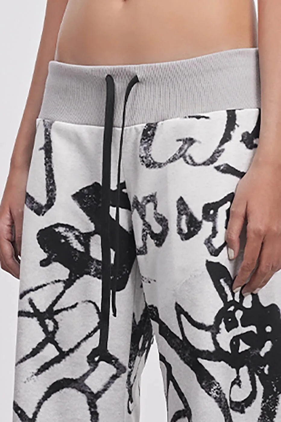 Graffiti Print Wide Leg Pants