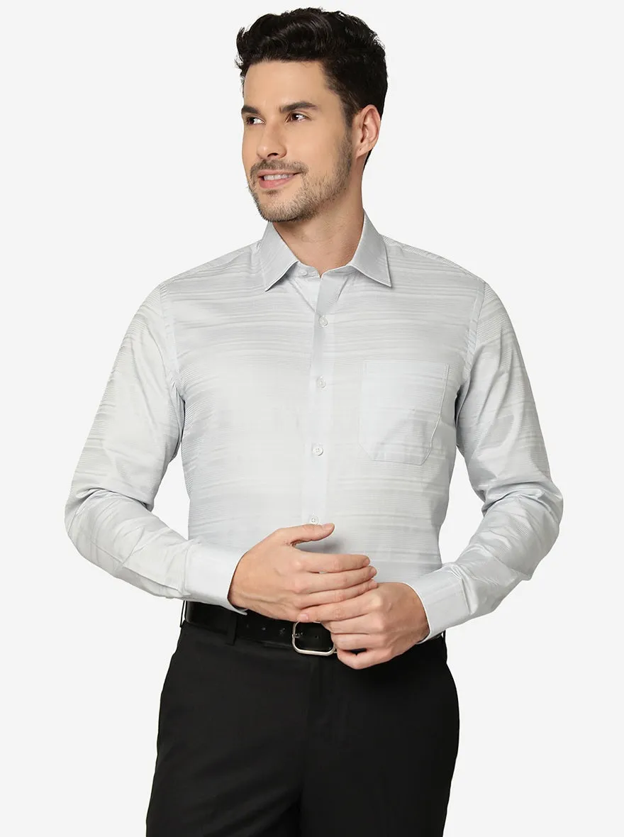 Grey Striped Slim Fit Formal Shirt | JadeBlue