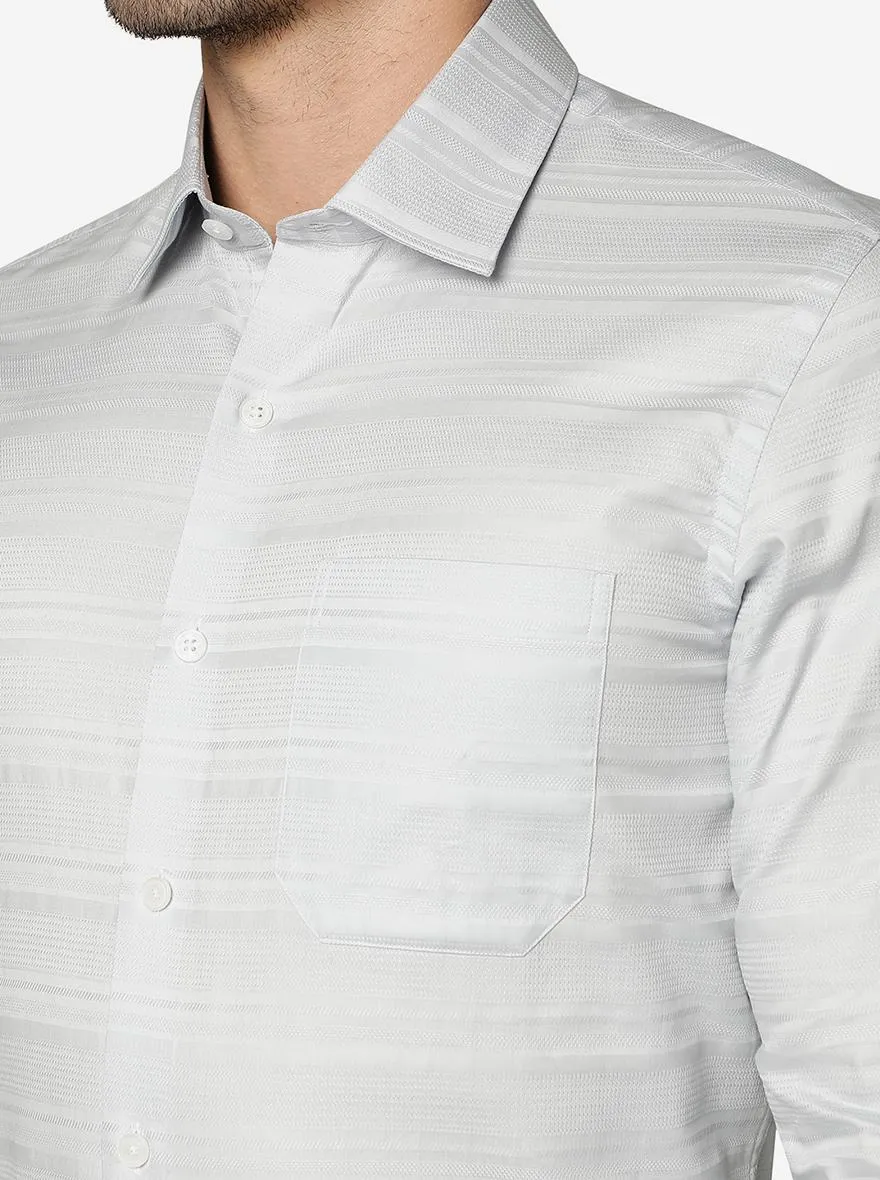 Grey Striped Slim Fit Formal Shirt | JadeBlue