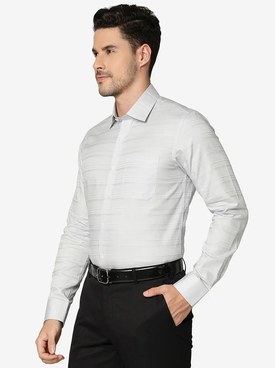 Grey Striped Slim Fit Formal Shirt | JadeBlue