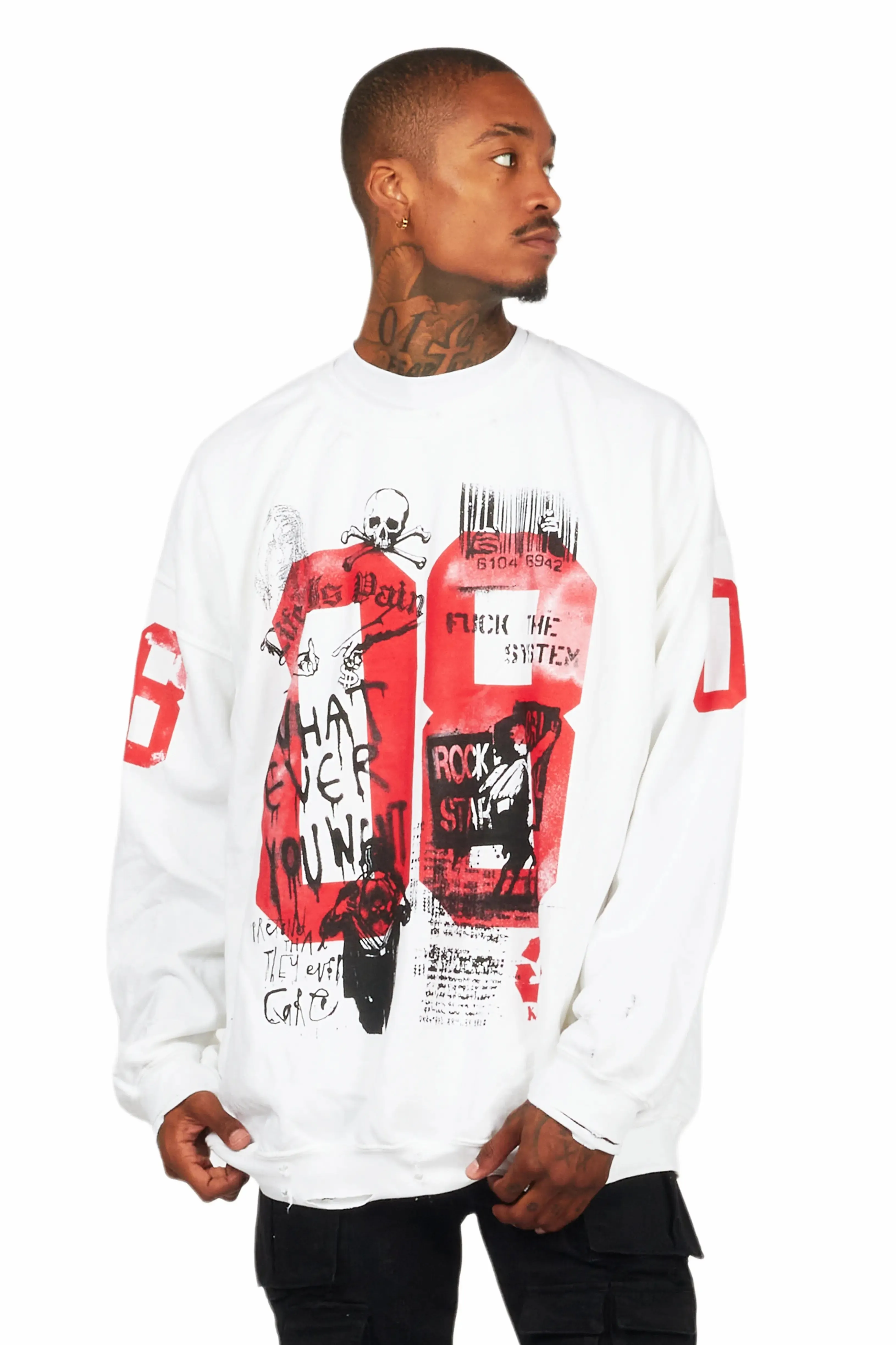 Grill White Graphic Crewneck