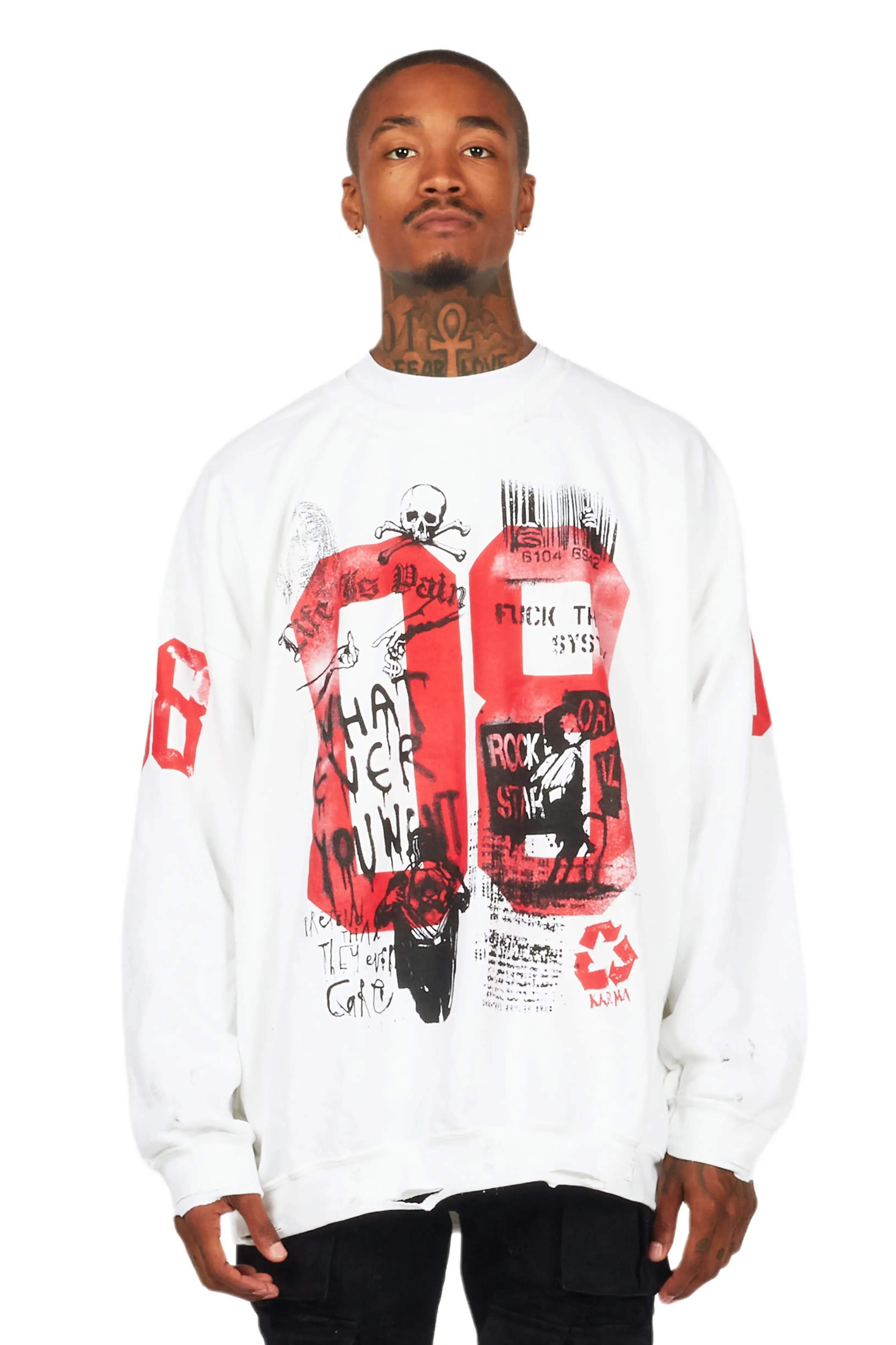 Grill White Graphic Crewneck