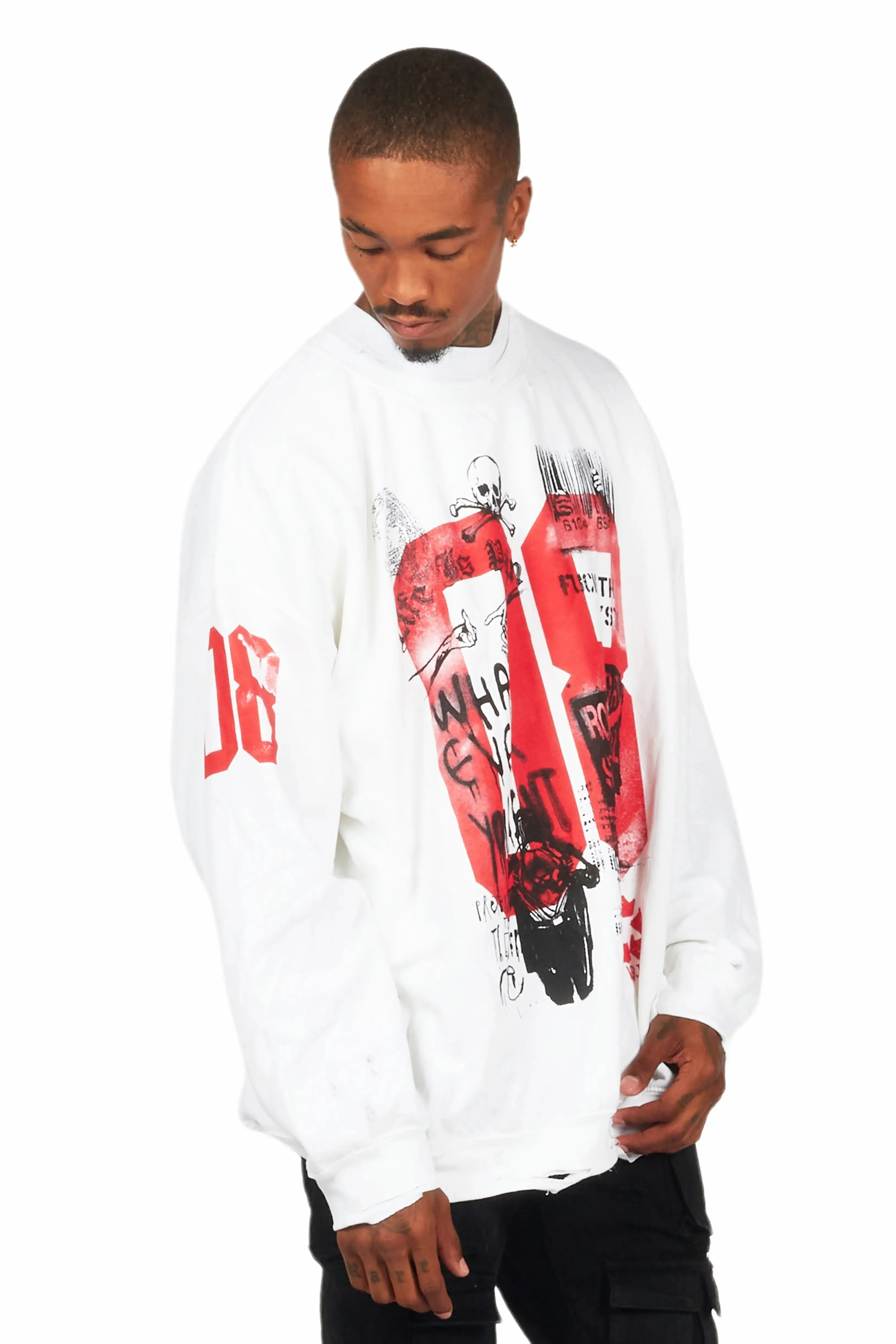 Grill White Graphic Crewneck