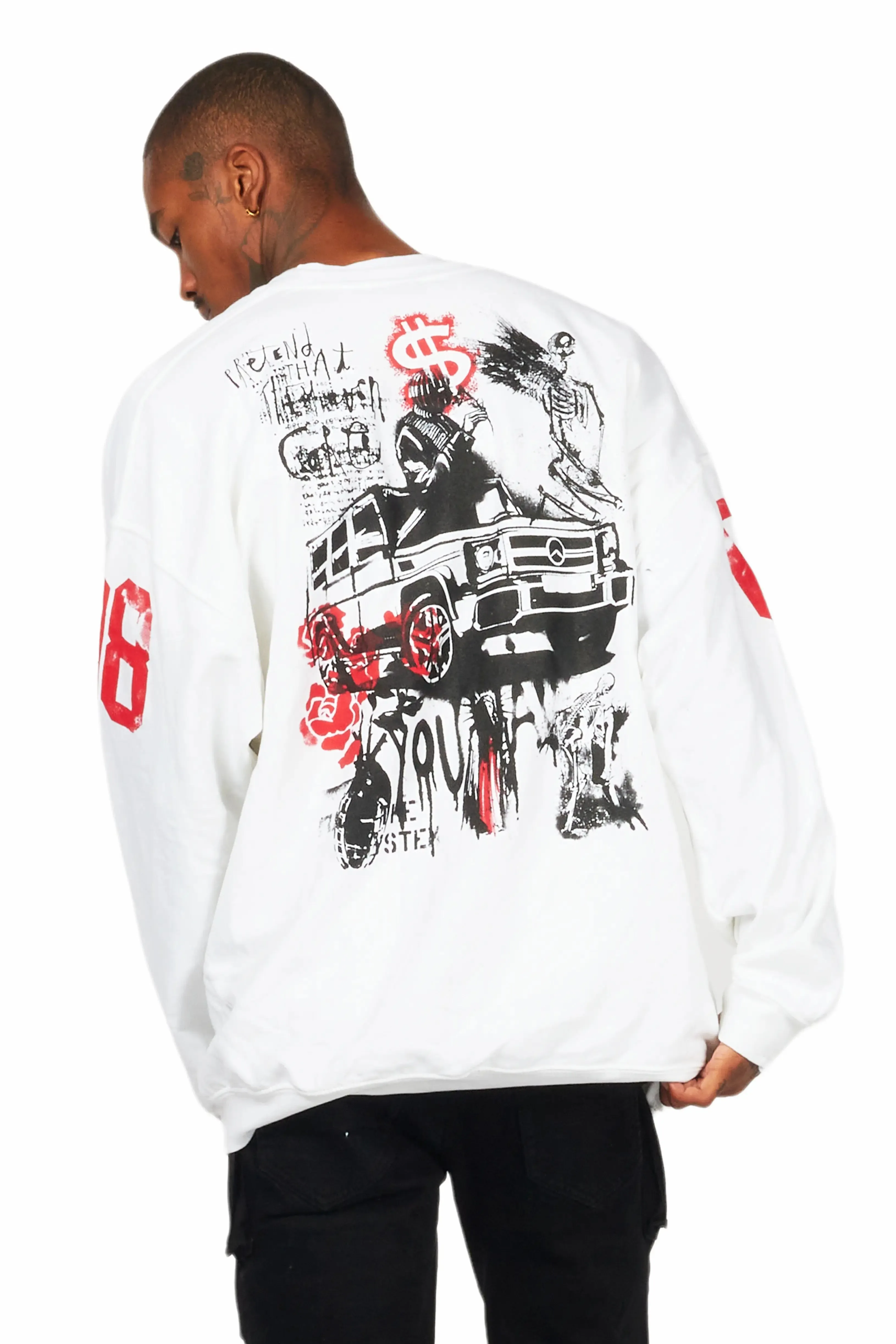 Grill White Graphic Crewneck