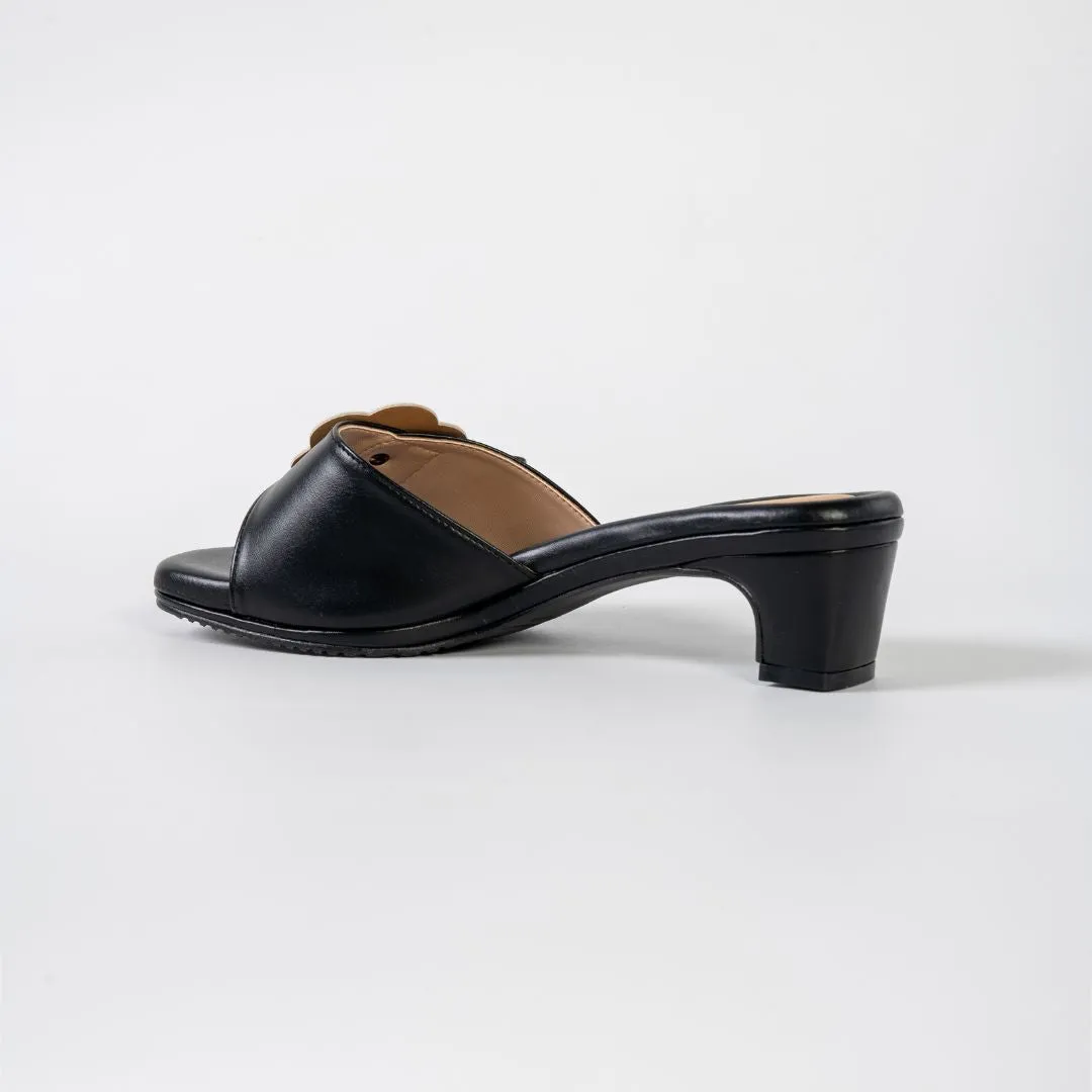 Hana Belt Heels in Black & Taupe