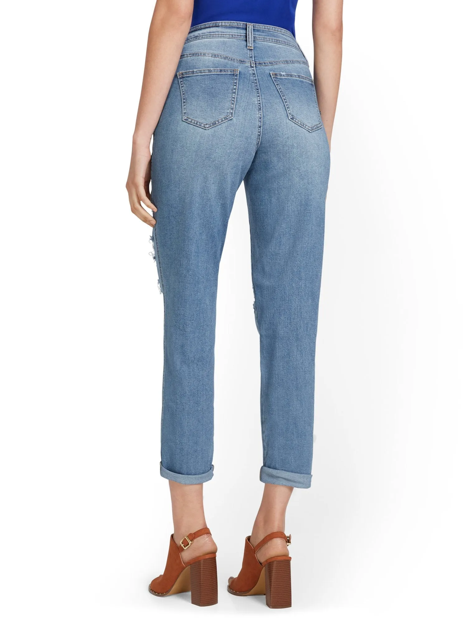 High-Waisted Curvy Dream Boyfriend Jeans - Clinton Wash