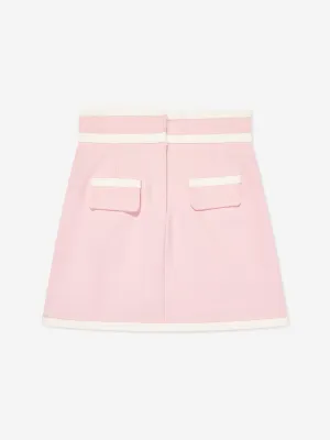 Mama Luma Girls Contrast Stitch Skirt in Pink