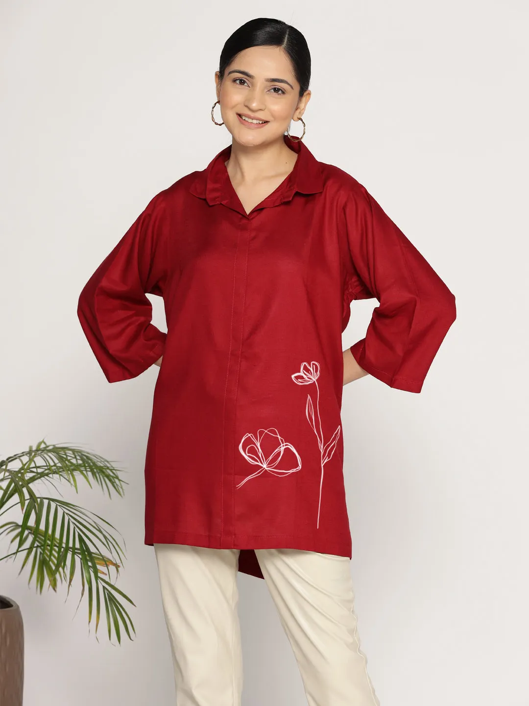 Maroon Rayon ShirtTop - Bordeaux