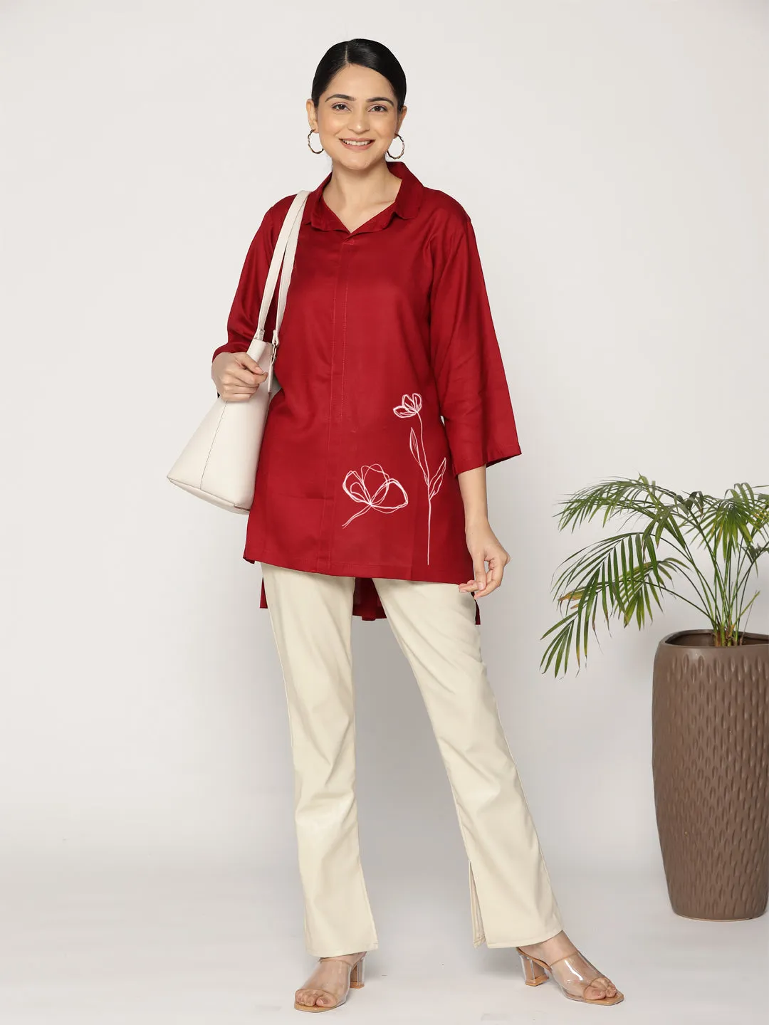 Maroon Rayon ShirtTop - Bordeaux