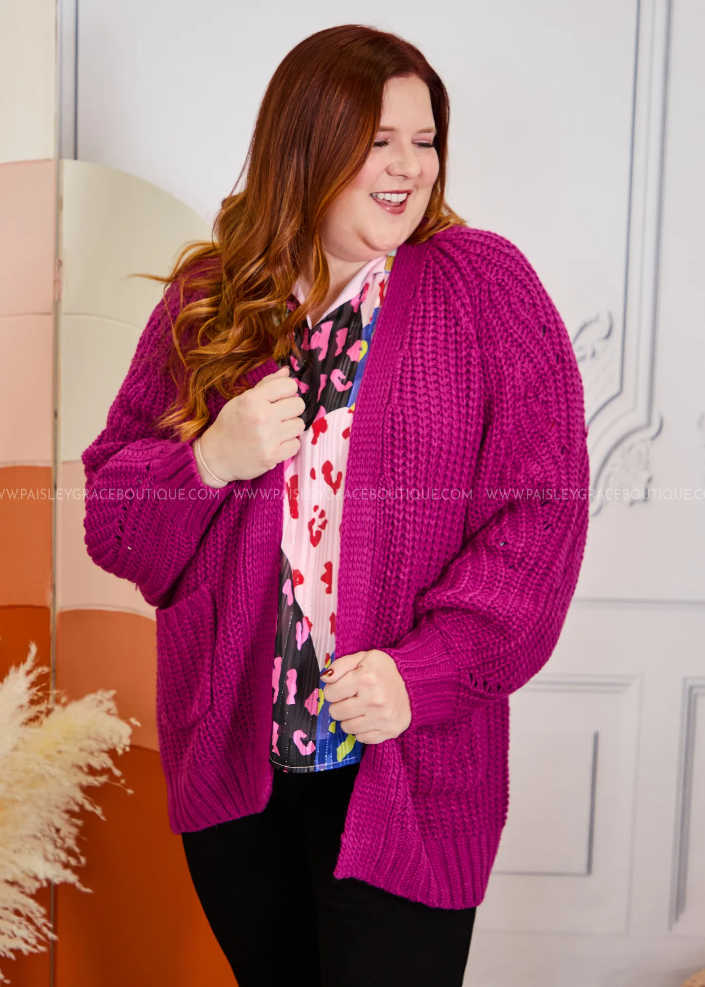 Maybe Monday Cardigan in Berry