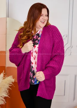 Maybe Monday Cardigan in Berry