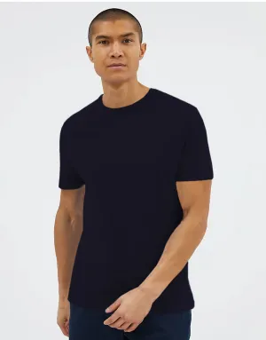 Men Plain Crew-Neck Short Sleeve Tee Shirt-Navy