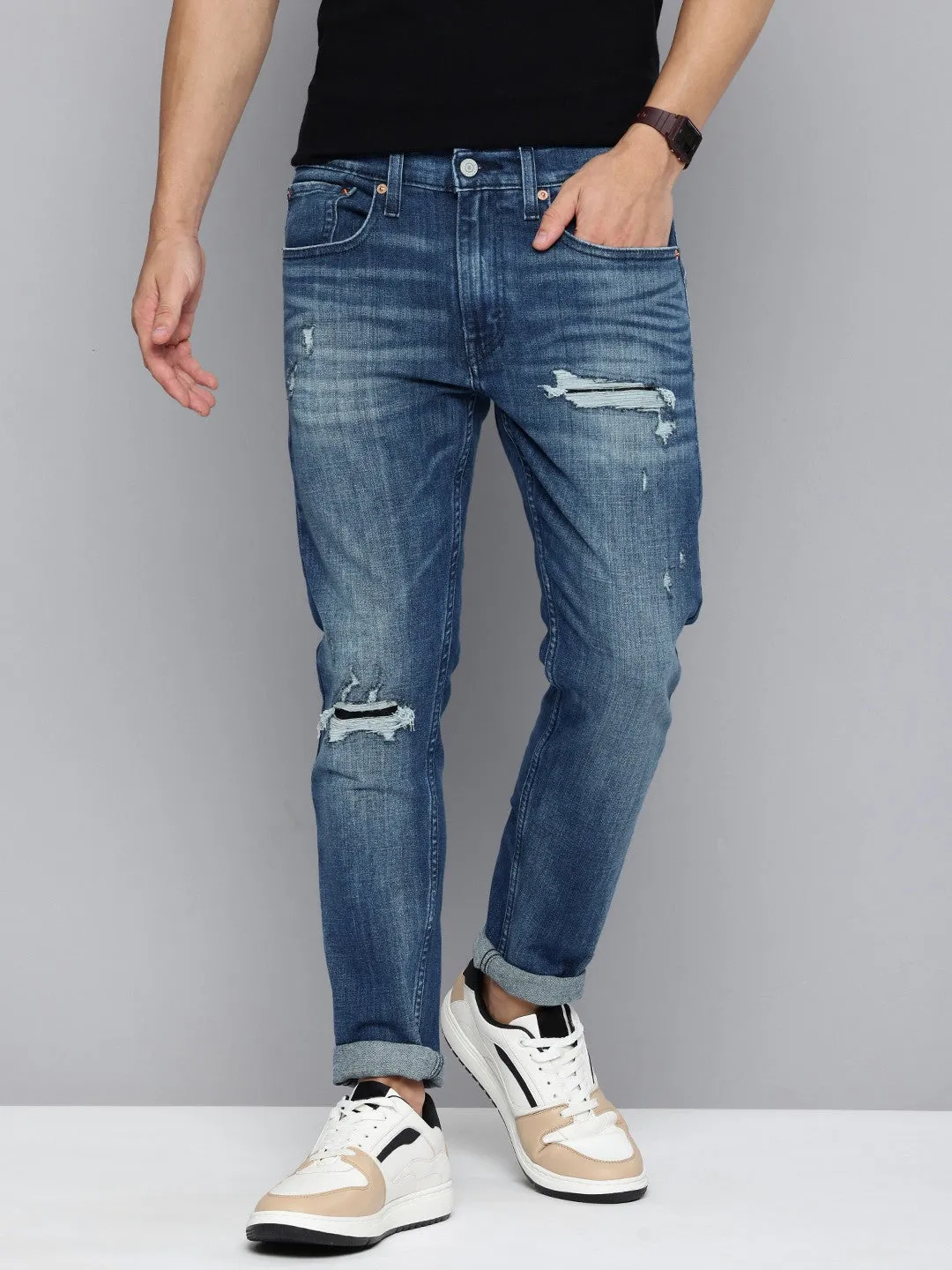 Men's Skinny Taper Fit Blue Jeans