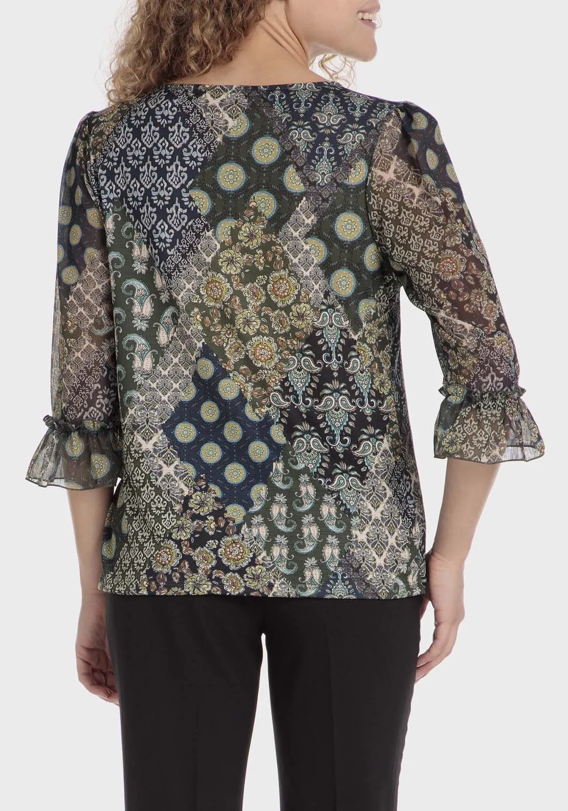 Patchwork Print Shirt - Green