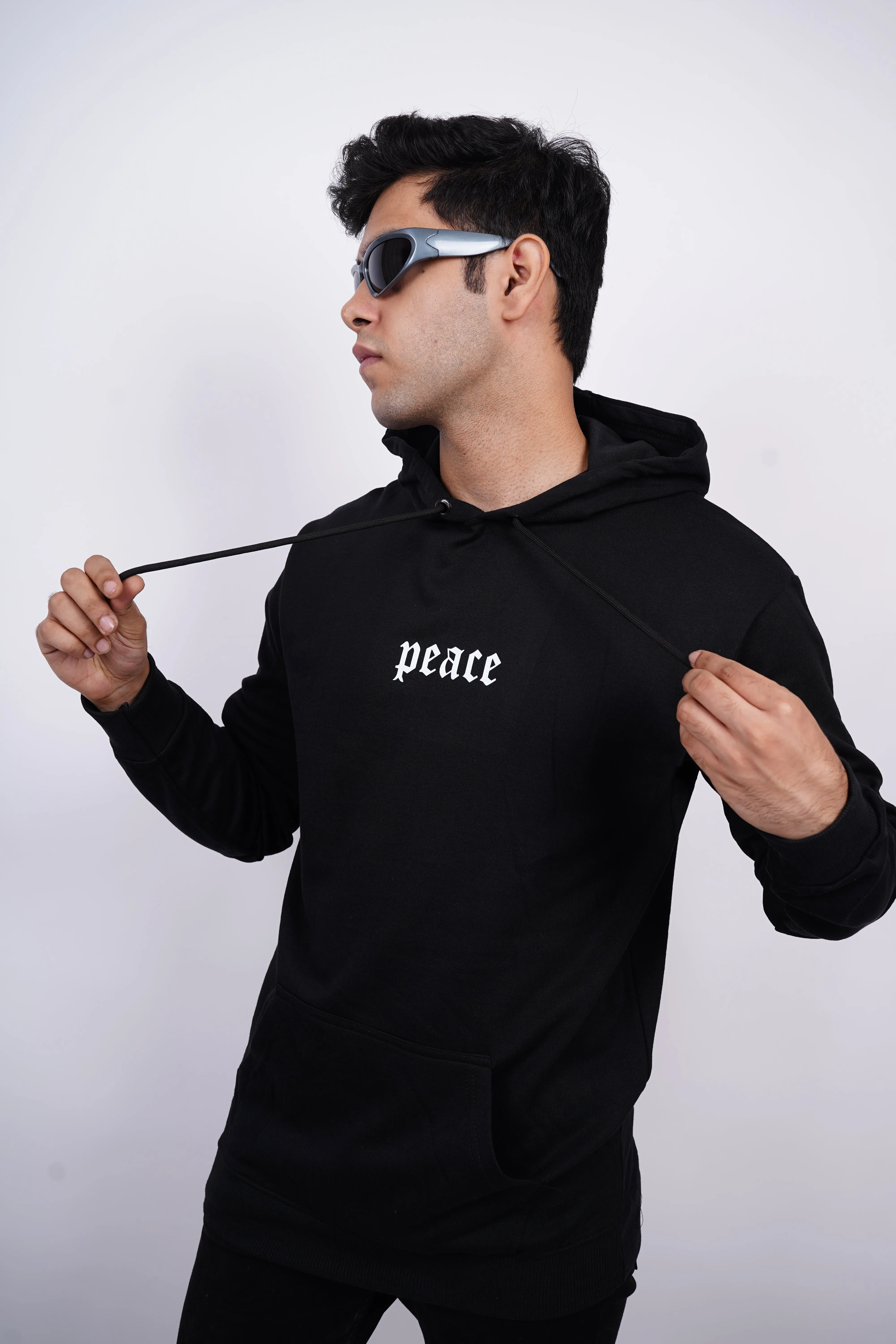 Peace Relaxed fit Black Hoodie for Men By DemonWear