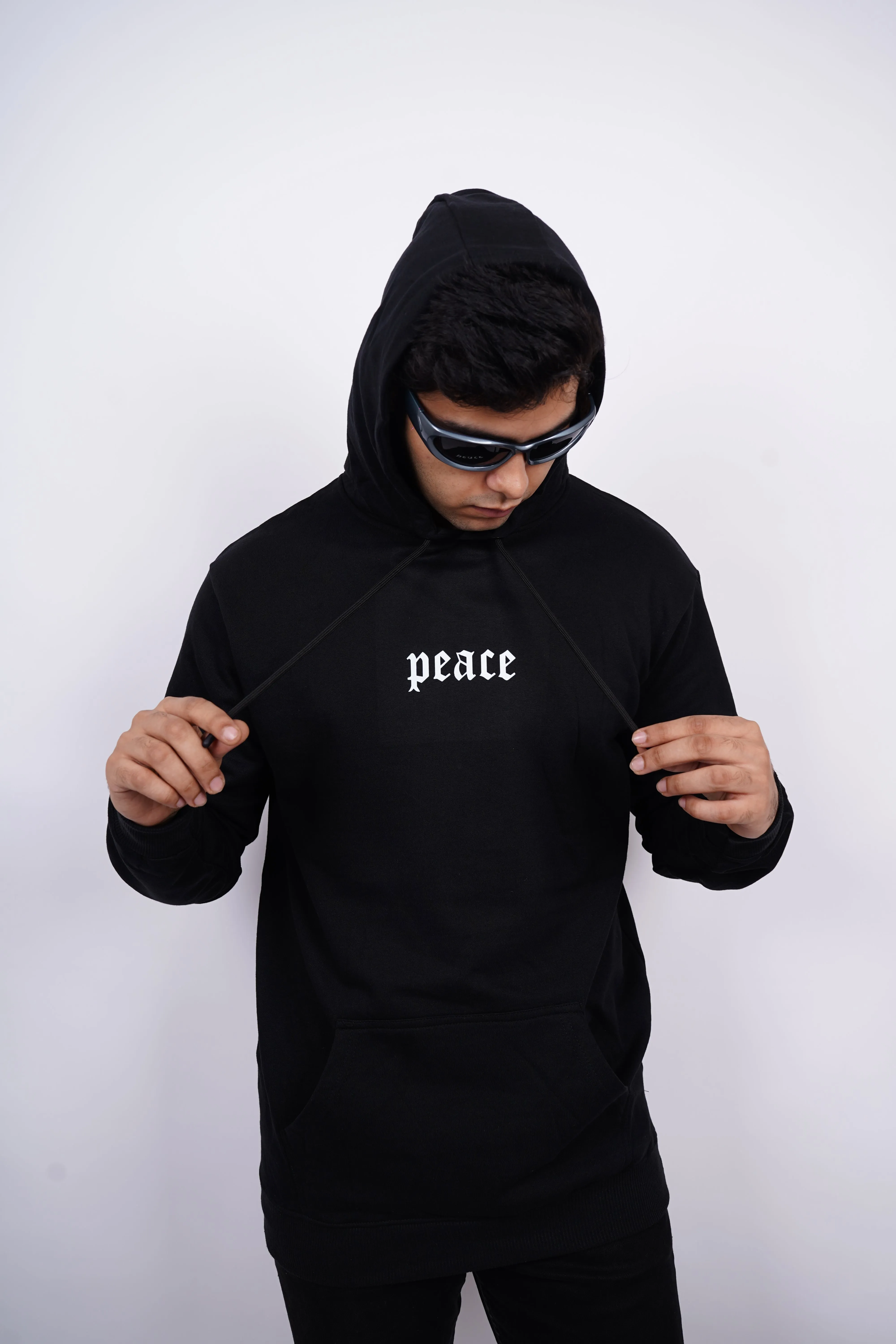 Peace Relaxed fit Black Hoodie for Men By DemonWear