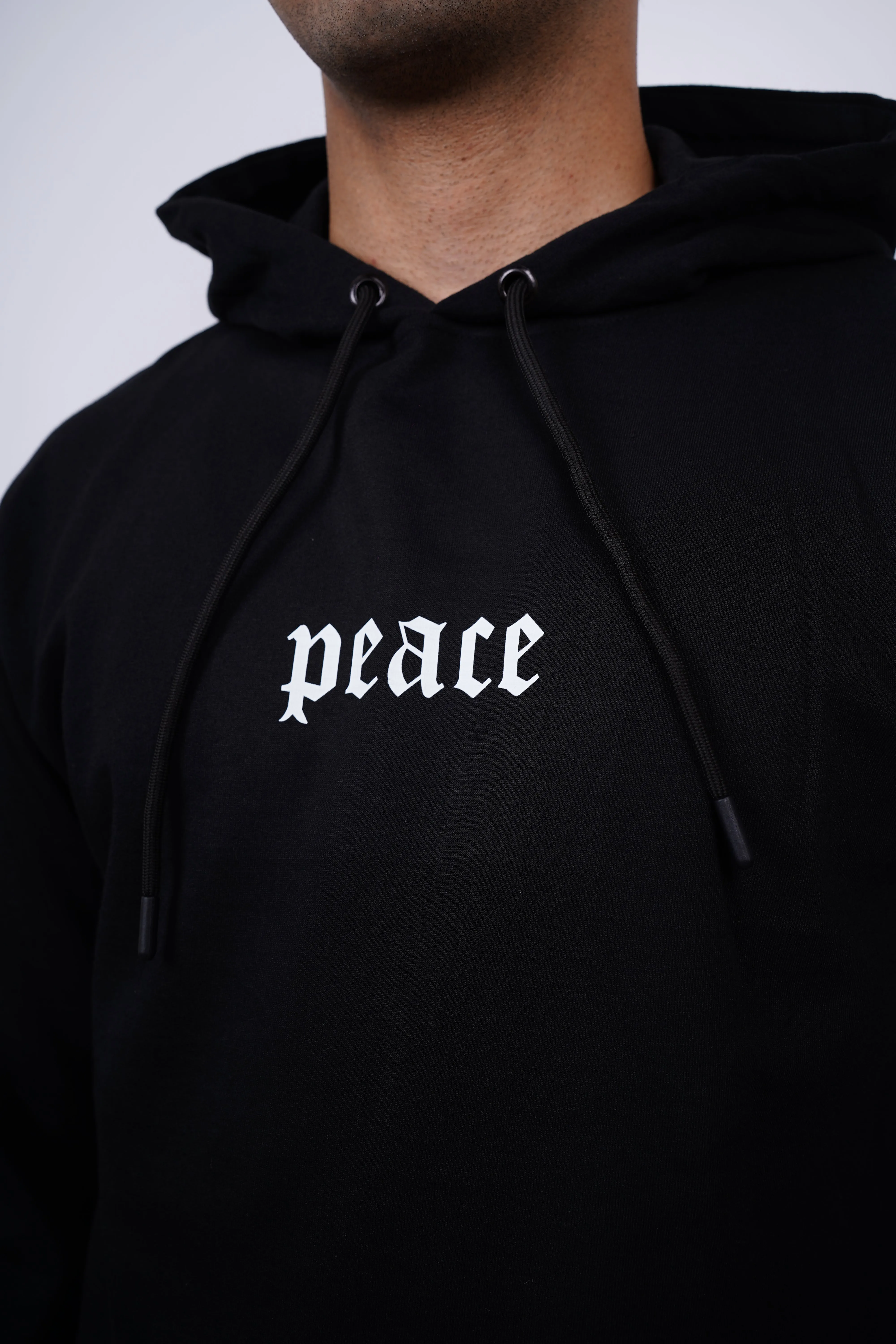 Peace Relaxed fit Black Hoodie for Men By DemonWear