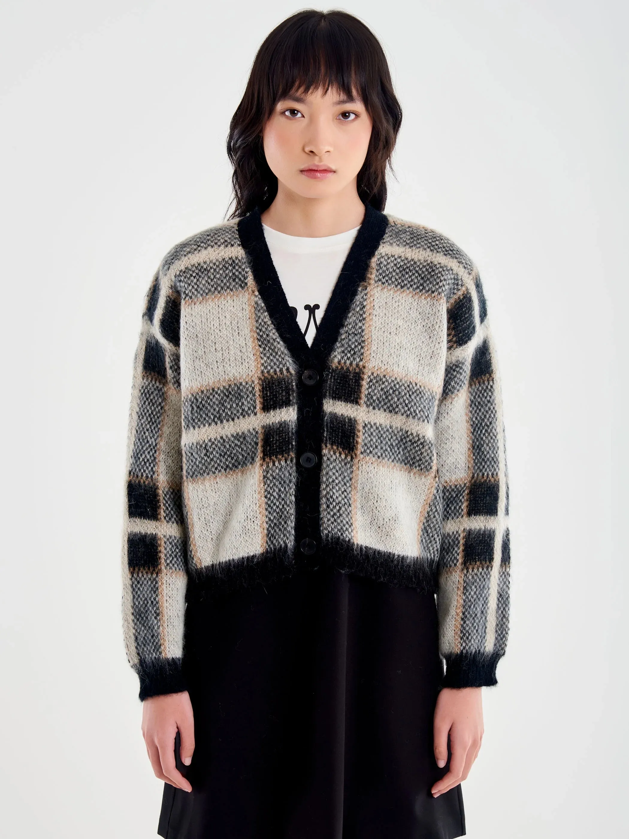 Plaid Mohair Cardigan