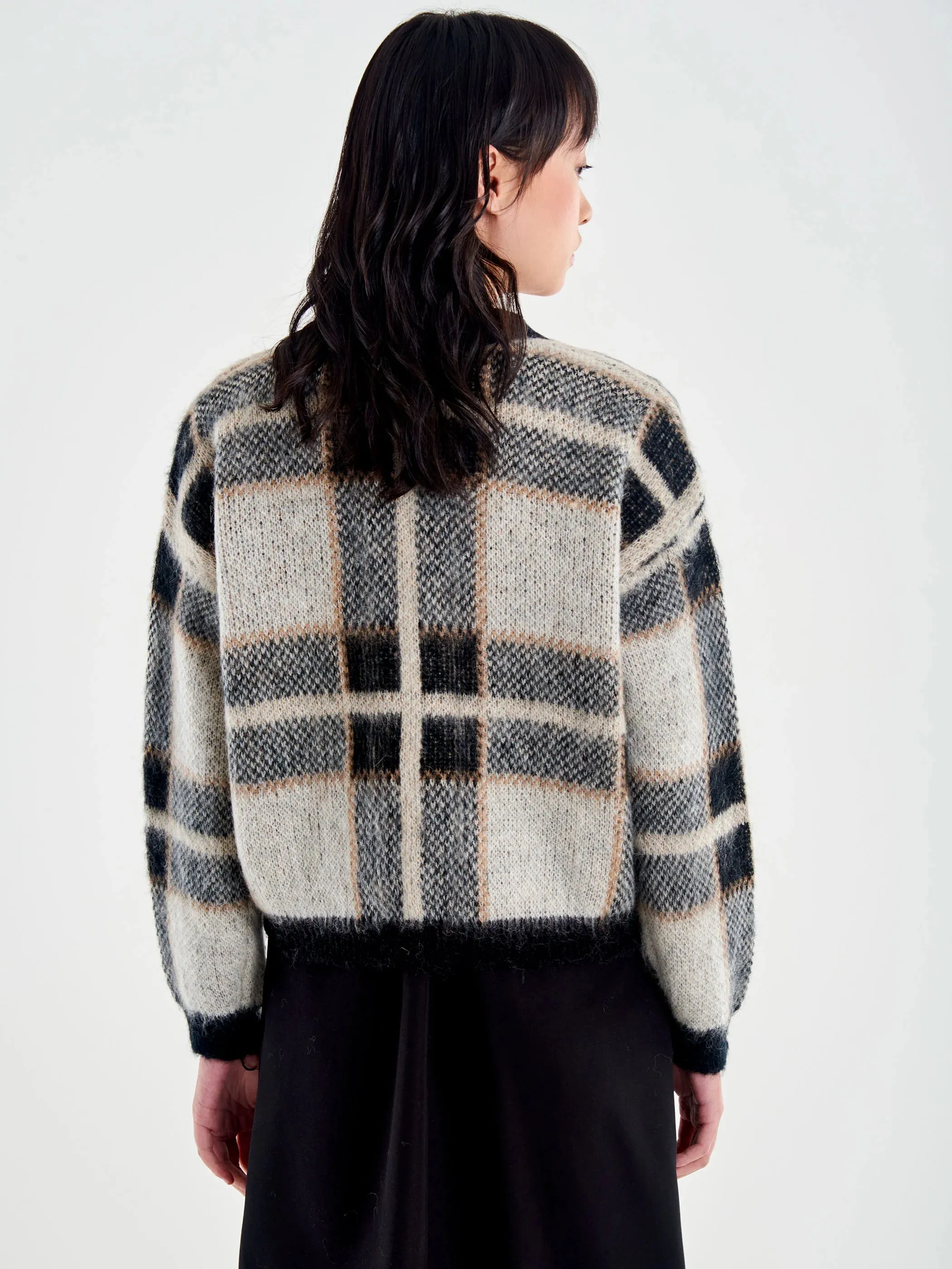 Plaid Mohair Cardigan