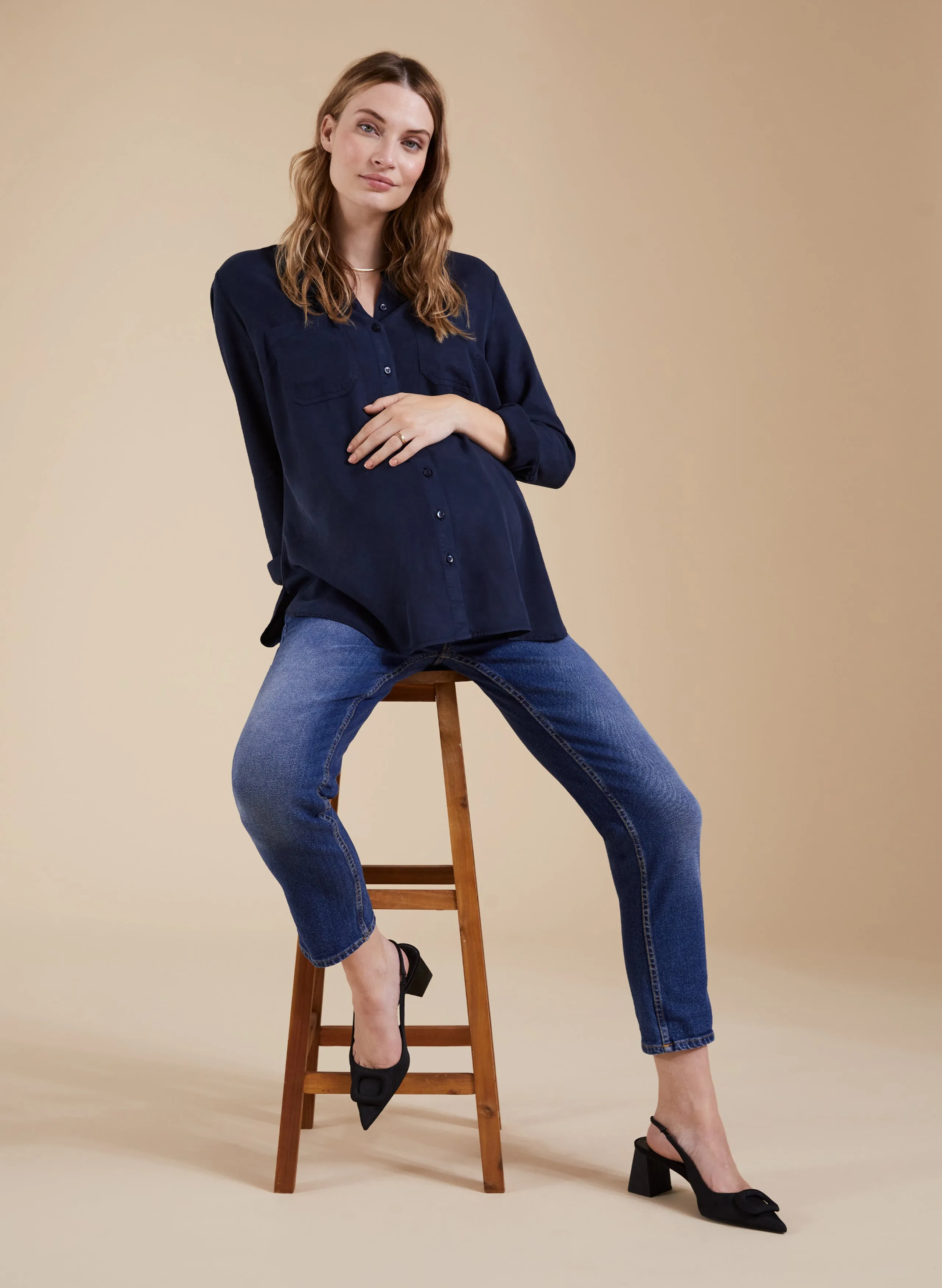 Raffa Chambray Maternity Shirt with Tencel™