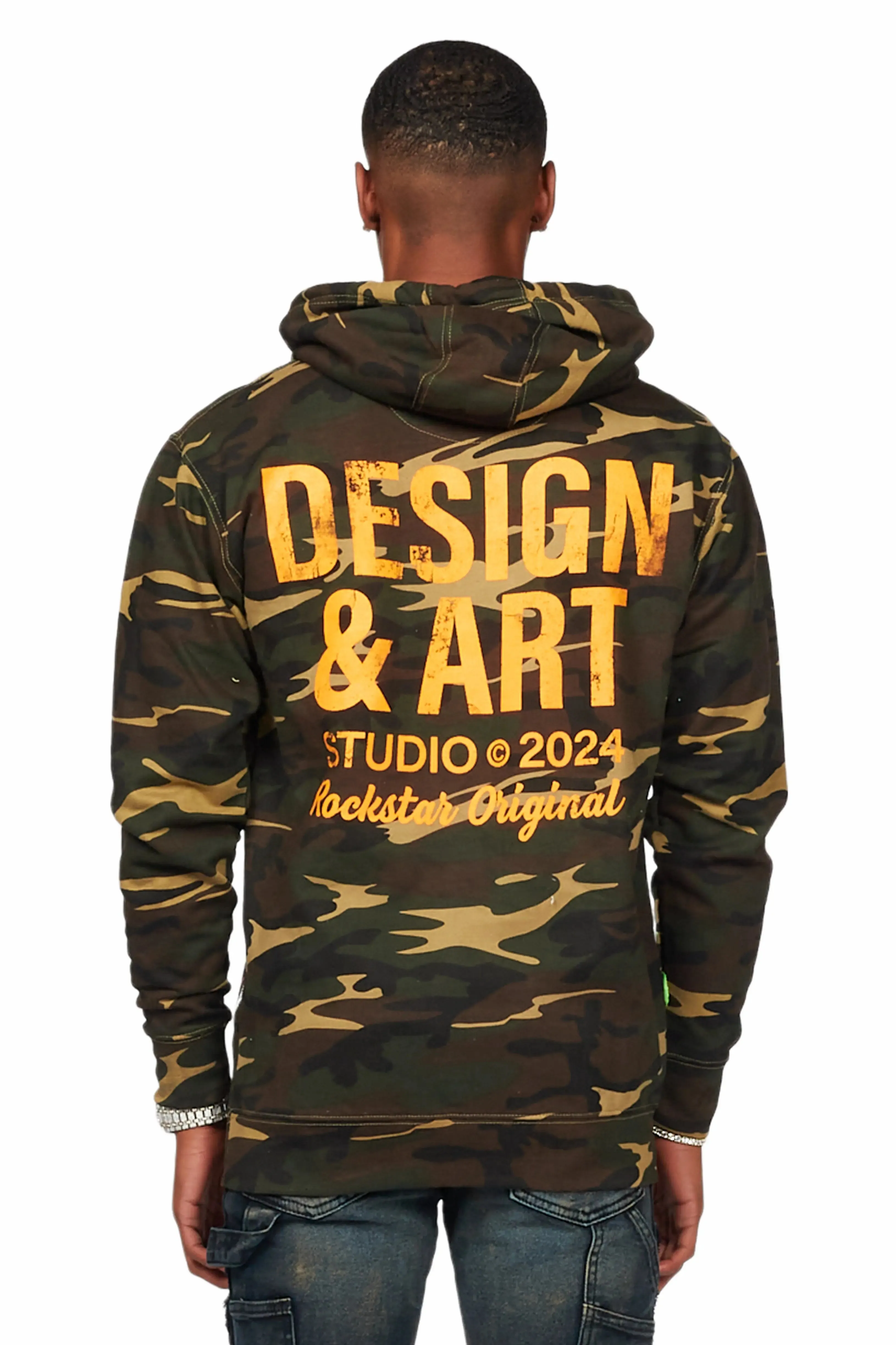 Rahmi Beige Camo Graphic Hoodie