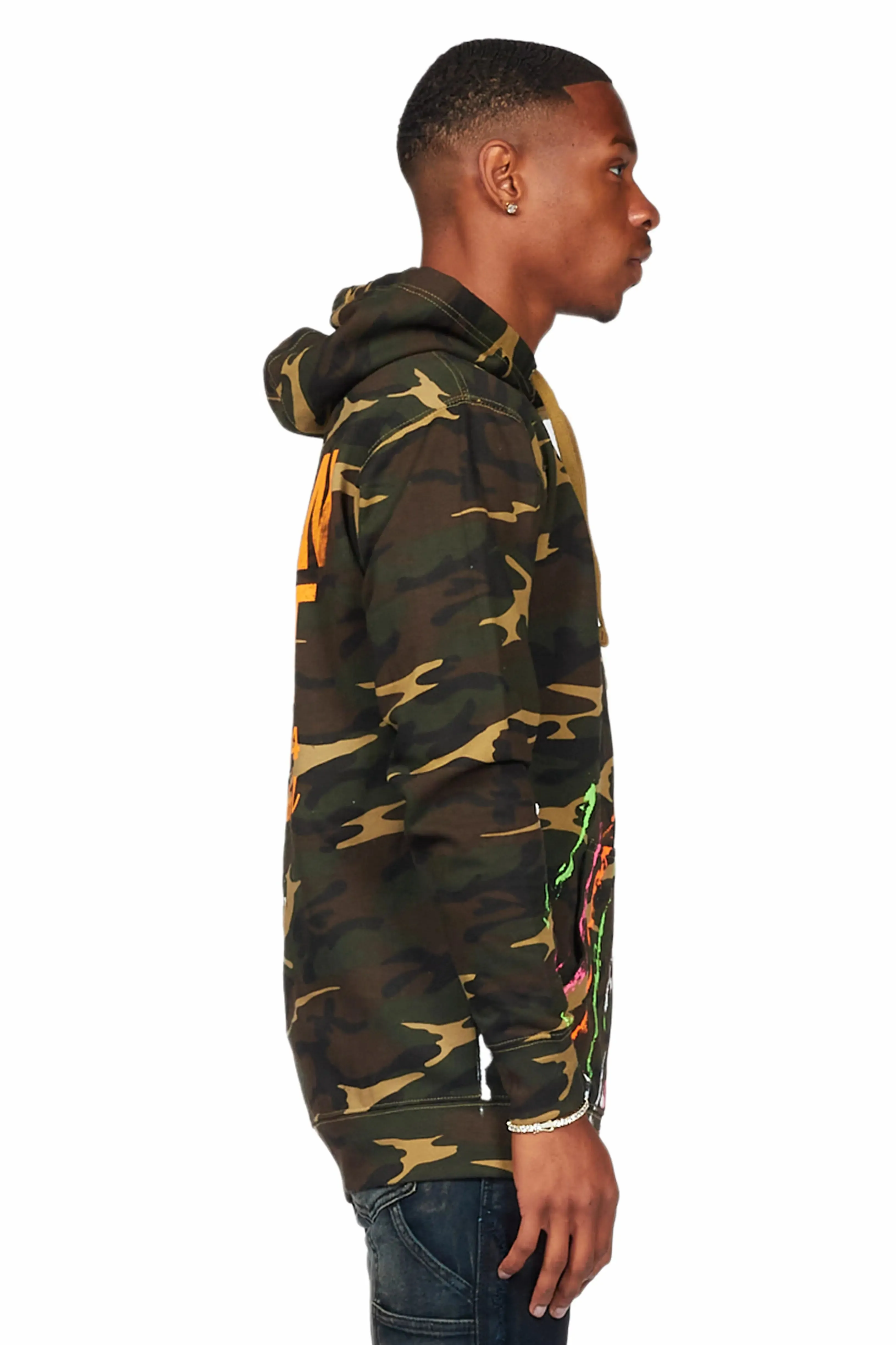 Rahmi Beige Camo Graphic Hoodie