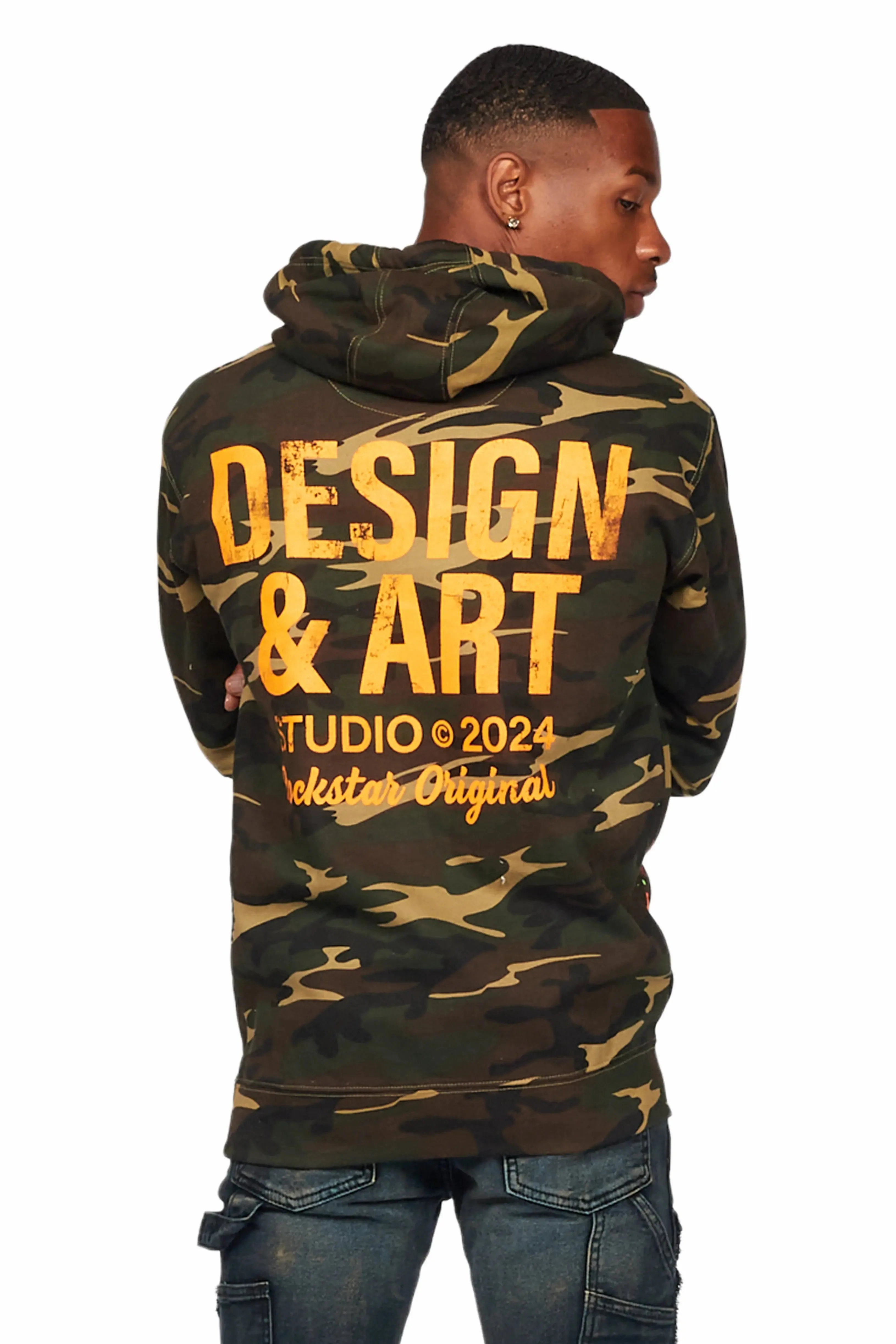 Rahmi Beige Camo Graphic Hoodie