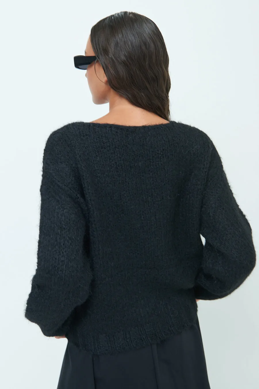 Ribbed long-sleeve mock neck top wholesale