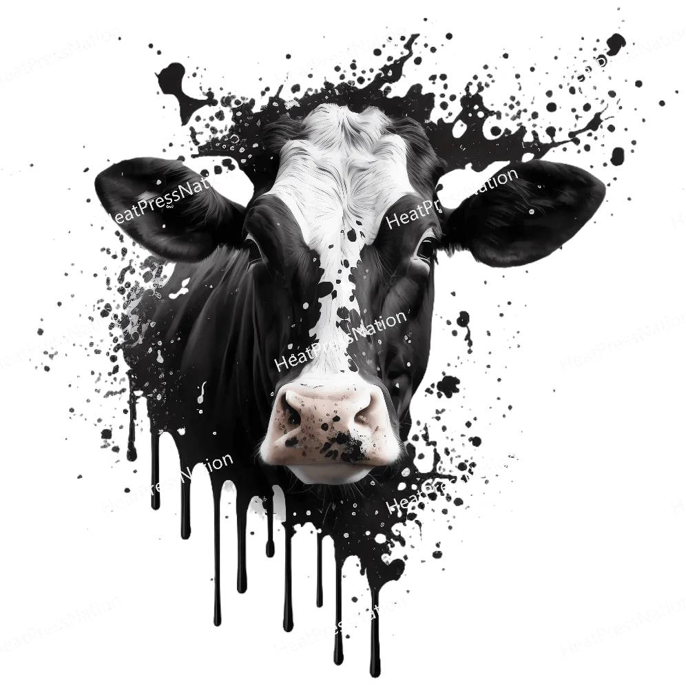 Splatter Monochrome Cow Design