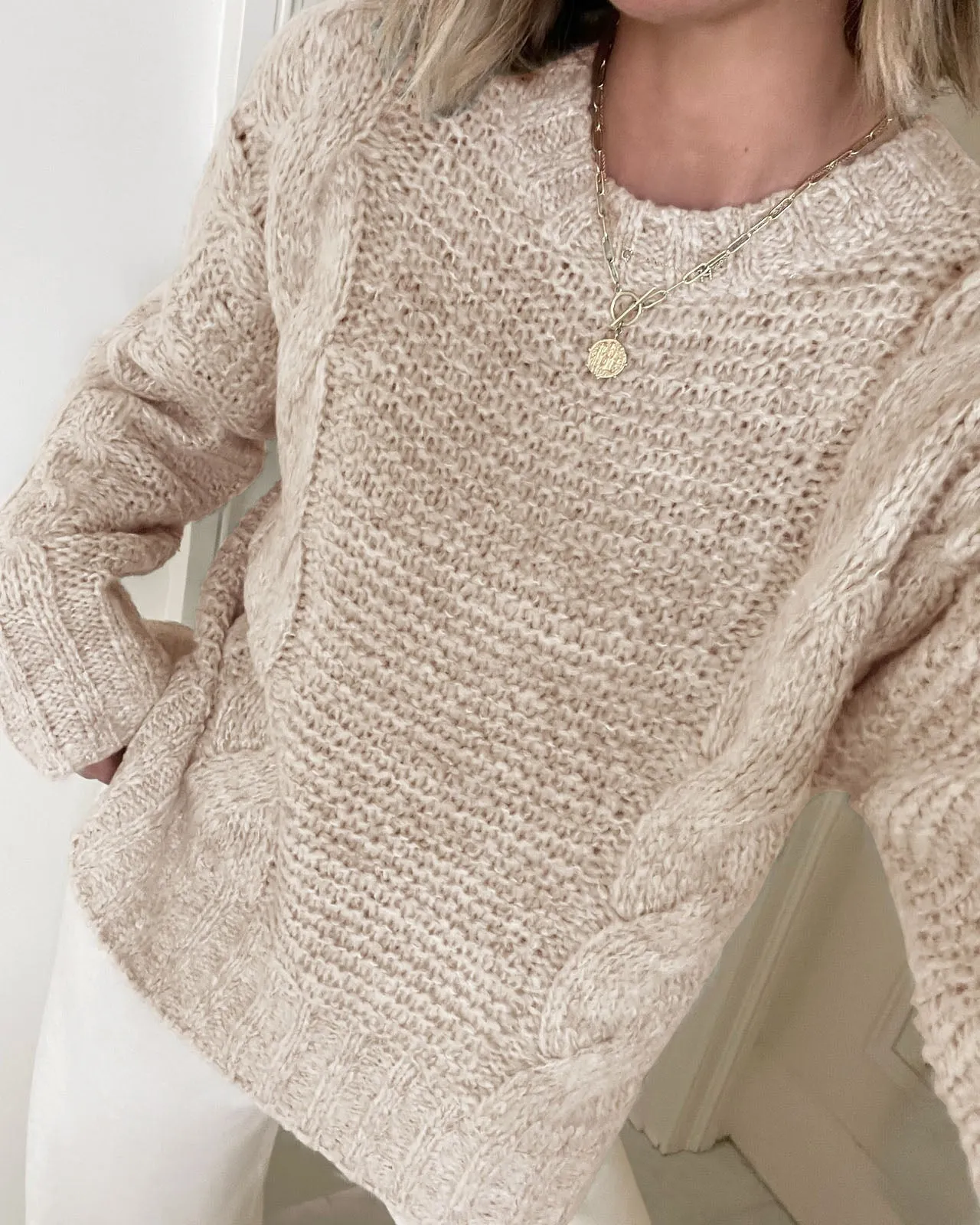 Splendid x Cellajaneblog Cashblend Cable Knit Sweater