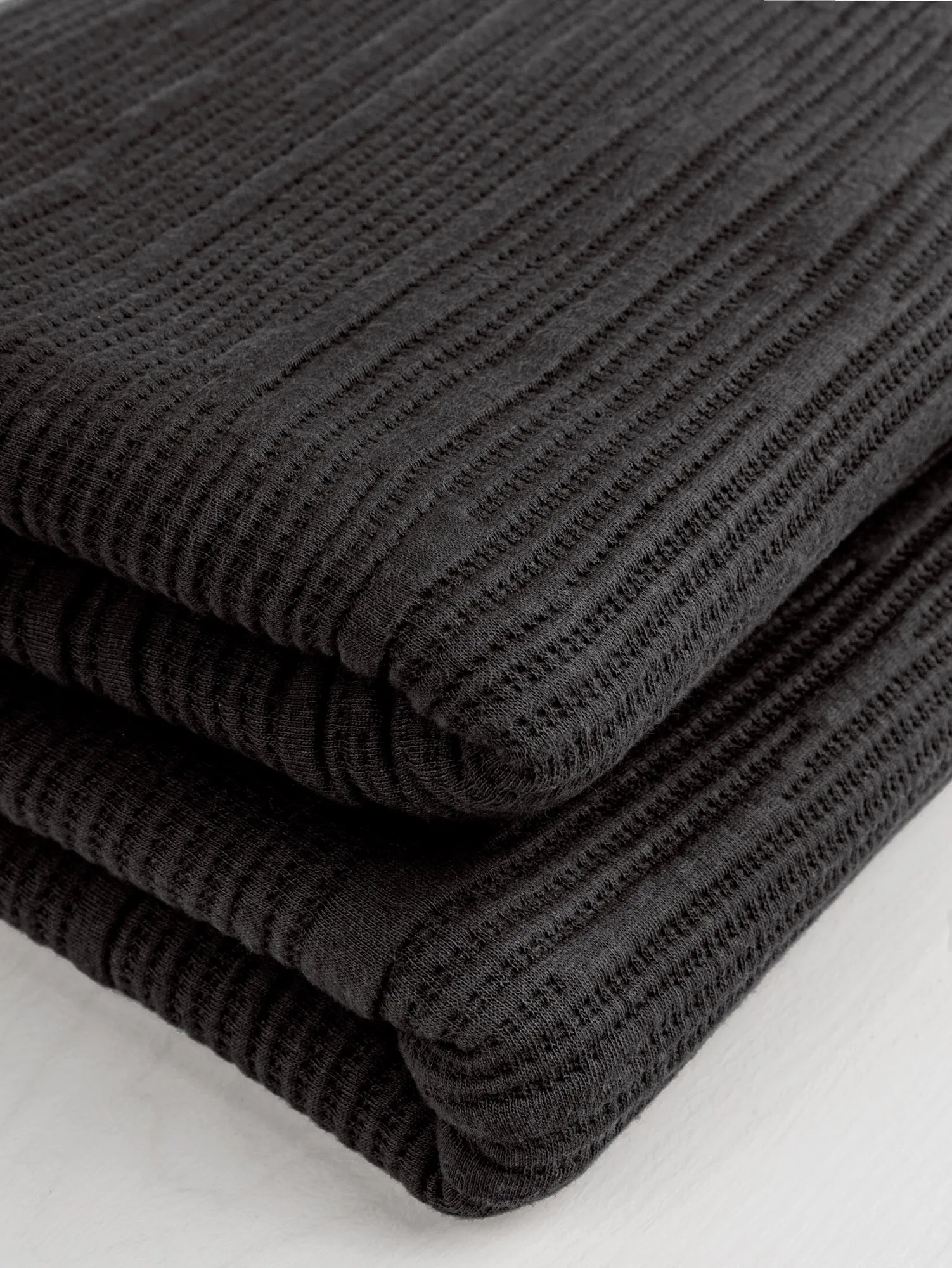 Stripe Textured Jacquard Knit Deadstock - Black - Swatch