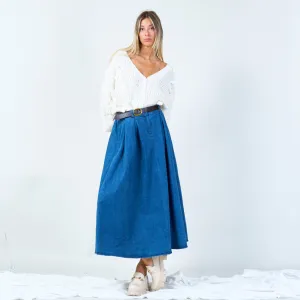 Stylish midi skirt with belt wholesale