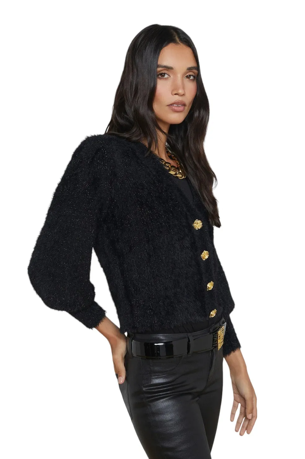 Talulla Cardigan - Black Lurex/Gold Rose