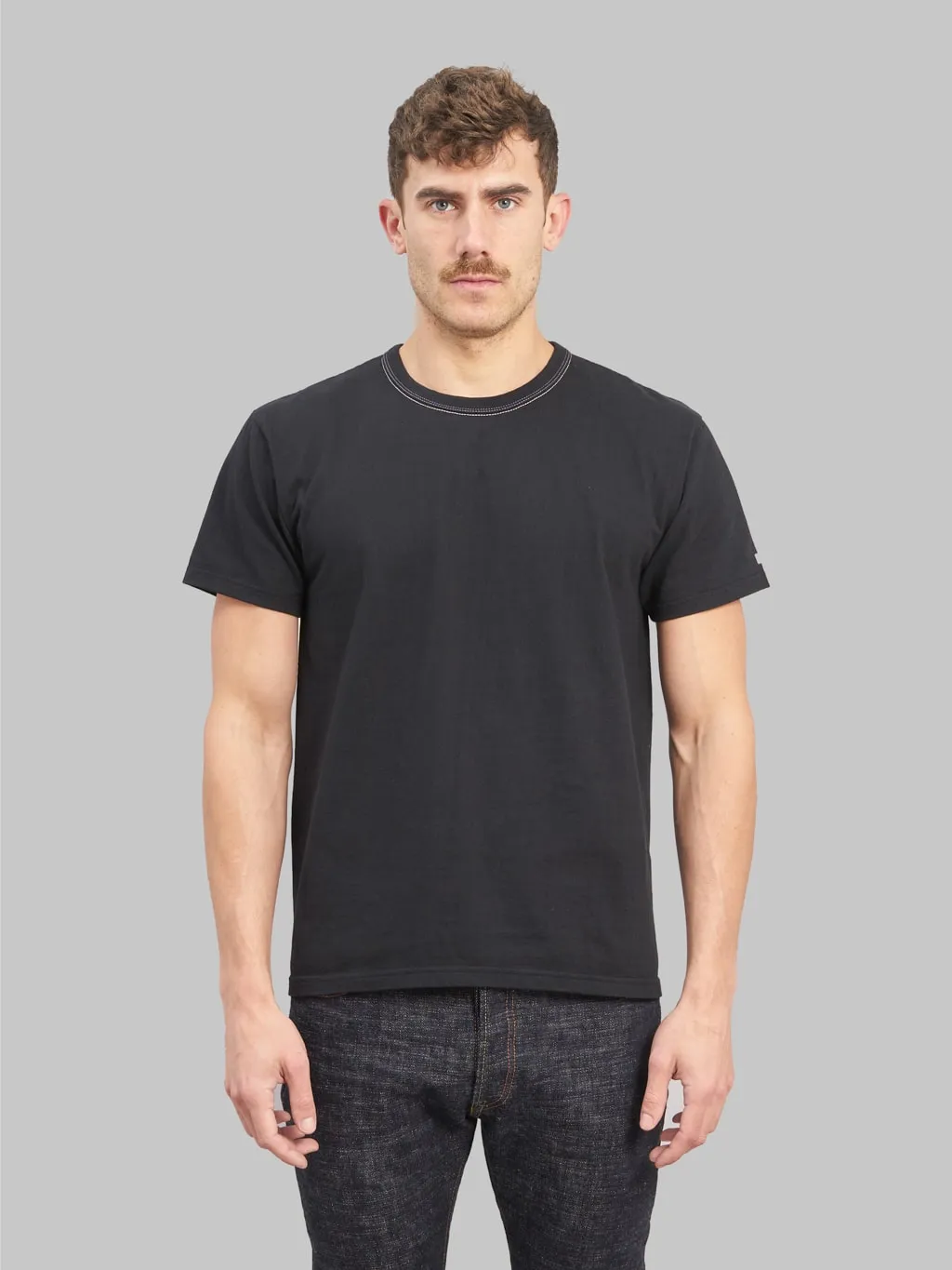 The Flat Head Loopwheeled Heavyweight Plain T-Shirt Black